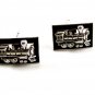 Silvertone Train Locomotive Smoke Stack Cufflinks by Shield