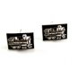Silvertone Train Locomotive Smoke Stack Cufflinks by Shield