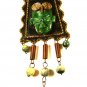 Mexican Copper Green Stones Native 20" Chain Dangley Necklace Unmarked 72215