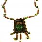 Mexican Copper Green Stones Native 20" Chain Dangley Necklace Unmarked 72215