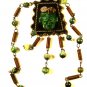 Mexican Copper Green Stones Native 20" Chain Dangley Necklace Unmarked 72215