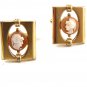 Signed Goldtone Shell Cameo of Greek / Roman Warrior Cufflinks & Tie Tac