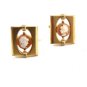Signed Goldtone Shell Cameo of Greek / Roman Warrior Cufflinks & Tie Tac