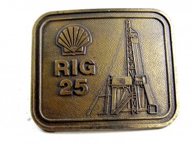 True Vinage Shell Oil Rig 25 Belt Buckle By RJ 102314