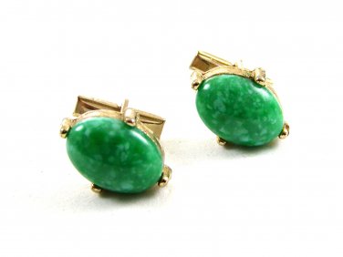 Goldtone & Light Green Cufflinks