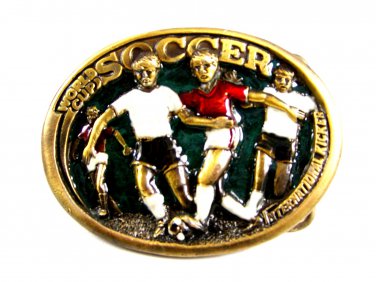 1982 World Cup Soccer Belt Buckle 5714 by Great American Buckle Co