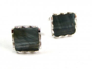 Silvertone & Grey Brownish Cufflinks 04222014 Unsigned