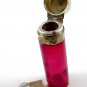 English Red Glass Sterling Top Perfume Bottle Signed CM 7714