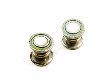 Deco Silvertone Mother Pearl Green Snap Link Cufflinks by Snap Link 103114e