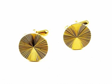 Goldtone Round Cufflinks Unmarked 100714f