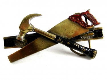 1981 Hammer Saw Level Belt Buckle By Great American Buckle 62614