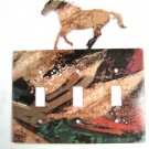 Wild Running Horse Triple Light Switch Plate by Steel Images Made In USA 6815