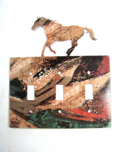 Wild Running Horse Triple Light Switch Plate by Steel Images Made In USA 6815