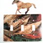 Wild Running Horse Triple Light Switch Plate by Steel Images Made In USA 6815