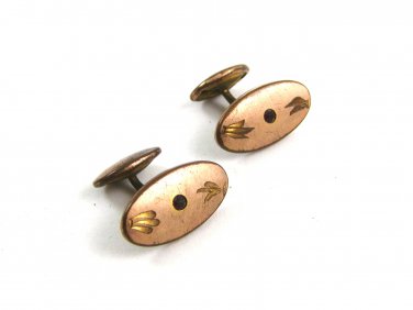 Victorian Goldtone & Red Cufflinks 04212014 Unsigned