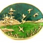 Flying Ducks Lake Enameled Belt Buckle Unmarked 092614