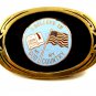 1982 I Believe In God Bible My Country Flag Brass Belt Buckle by NAP Inc 092614