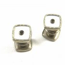 Deco Silvertone Mother Pearl Rhinestone Cufflinks by Snap Link 103114