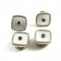 Deco Silvertone Mother Pearl Rhinestone Cufflinks by Snap Link 103114
