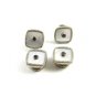 Deco Silvertone Mother Pearl Rhinestone Cufflinks by Snap Link 103114