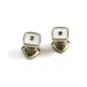 Deco Silvertone Mother Pearl Rhinestone Cufflinks by Snap Link 103114