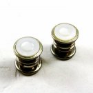 Deco Silvertone Mother of Pearl Snap Link Cufflinks By EVER SNAP 101314
