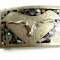 Western Cowboy Mexican Silvertone & Abalone Longhorn Belt Buckle Unmarked 72414