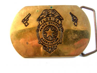 1980 Florida Peace Officers Association Brass Belt Buckle by Baron
