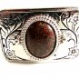 Made in USA Silvertone & Brown Belt Buckle 12022013