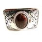 Made in USA Silvertone & Brown Belt Buckle 12022013