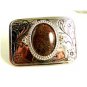 Made in USA Silvertone & Brown Belt Buckle 12022013