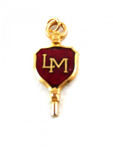 1962 LM Enameled Red & Goldtone Charm / Pendant / Key 52714 by Hal Meyer