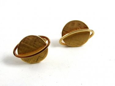 Swank Goldtone Ring Around Saturn Cufflinks 10222013