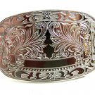 Western Silvertone Monogrammable Belt Buckle 10292013cf