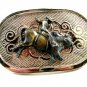 True Viintage Western Cowboy Breaking Bull Belt Buckle Unmarked 092914