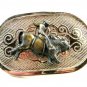 True Viintage Western Cowboy Breaking Bull Belt Buckle Unmarked 092914