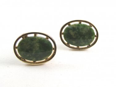 Goldtone & Green Cufflinks by Anson
