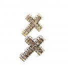Silvertone CZs Pierced Studs Cross Earrings 12092013ty