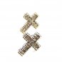 Silvertone CZs Pierced Studs Cross Earrings 12092013ty