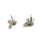Silvertone CZs Pierced Studs Cross Earrings 12092013ty