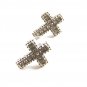 Silvertone CZs Pierced Studs Cross Earrings 12092013ty