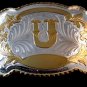 Huge Rodeo Cowboy Western Initial U Belt Buckle 02032013d