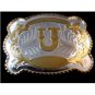Huge Rodeo Cowboy Western Initial U Belt Buckle 02032013d