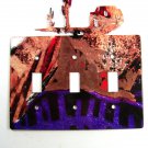 Southwest Pueblo Cactus Triple Light Switch Plate Steel Images USA 51415