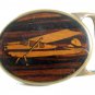 Inlaid Wood Small Plane Brass Belt Buckle 82114