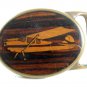 Inlaid Wood Small Plane Brass Belt Buckle 82114