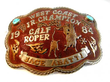 1984 Calf Roper West Coast Jr. Champion Belt Buckle Jace Abatti