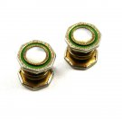 Deco Silvertone Mother of Pearl Green Snap Link Cufflinks Unmarked 102714