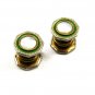 Deco Silvertone Mother of Pearl Green Snap Link Cufflinks Unmarked 102714