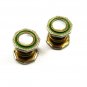 Deco Silvertone Mother of Pearl Green Snap Link Cufflinks Unmarked 102714